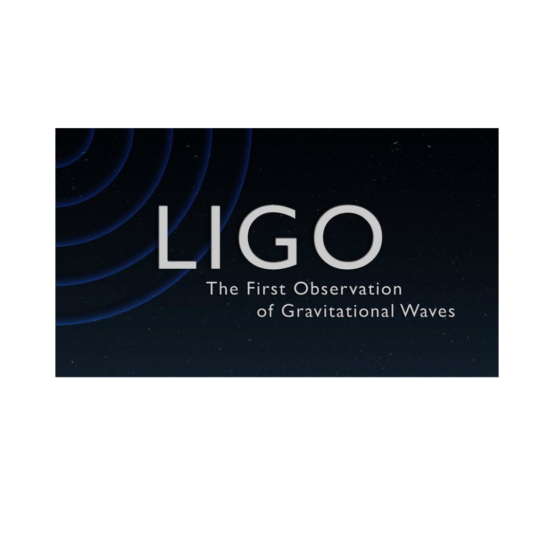 black background with white letters saying LIGO